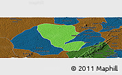 Political Panoramic Map of Asutifi, darken