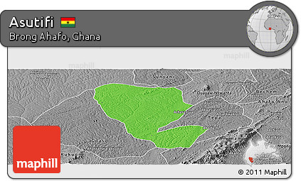 Political Panoramic Map of Asutifi, desaturated