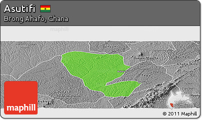 Political Panoramic Map of Asutifi, desaturated
