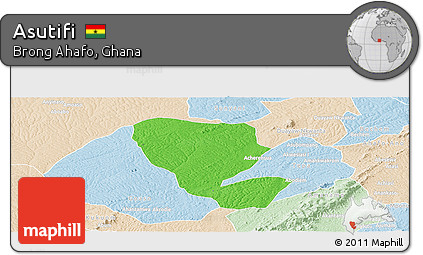 Political Panoramic Map of Asutifi, lighten