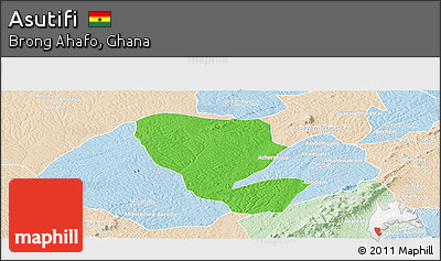 Political Panoramic Map of Asutifi, lighten