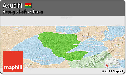 Political Panoramic Map of Asutifi, lighten