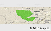 Political Panoramic Map of Asutifi, shaded relief outside