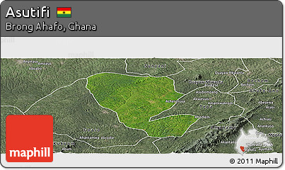 Satellite Panoramic Map of Asutifi, semi-desaturated