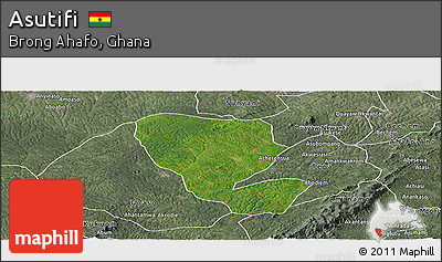 Satellite Panoramic Map of Asutifi, semi-desaturated
