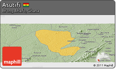 Savanna Style Panoramic Map of Asutifi
