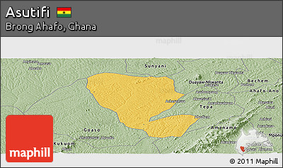 Savanna Style Panoramic Map of Asutifi