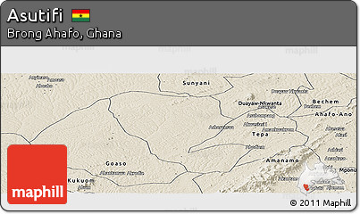 Shaded Relief Panoramic Map of Asutifi