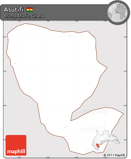 Classic Style Simple Map of Asutifi, cropped outside