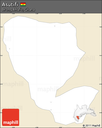 Classic Style Simple Map of Asutifi, single color outside