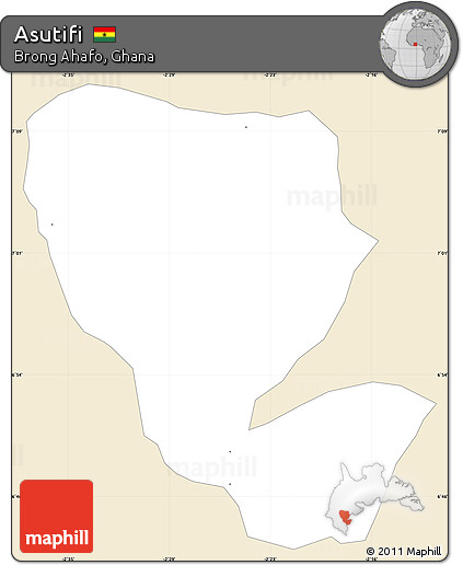 Classic Style Simple Map of Asutifi, single color outside
