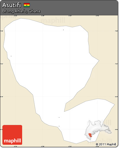 Classic Style Simple Map of Asutifi, single color outside