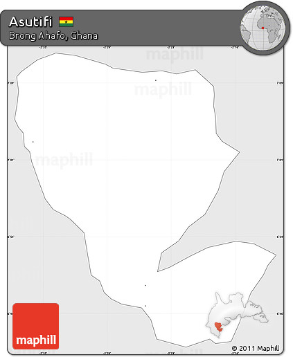 Silver Style Simple Map of Asutifi, single color outside