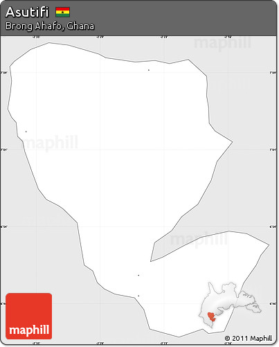 Silver Style Simple Map of Asutifi, single color outside