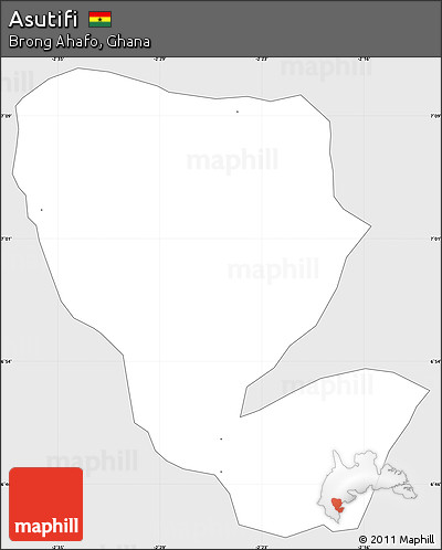 Silver Style Simple Map of Asutifi, single color outside