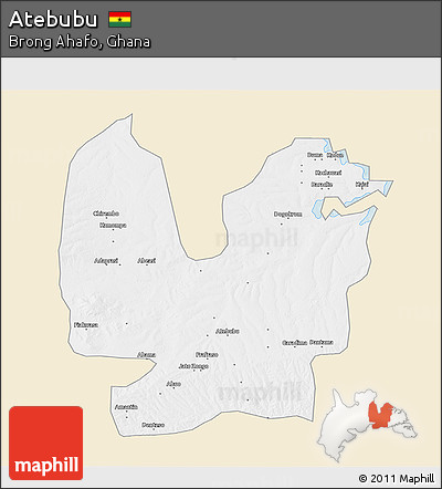 Classic Style 3D Map of Atebubu, single color outside