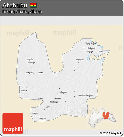 Classic Style 3D Map of Atebubu, single color outside