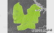 Physical 3D Map of Atebubu, darken, desaturated