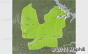 Physical 3D Map of Atebubu, darken, semi-desaturated