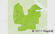Physical 3D Map of Atebubu, lighten