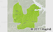 Physical 3D Map of Atebubu, lighten, semi-desaturated