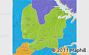 Physical 3D Map of Atebubu, political outside