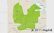Physical 3D Map of Atebubu, shaded relief outside