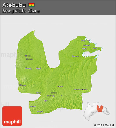 Physical 3D Map of Atebubu, single color outside