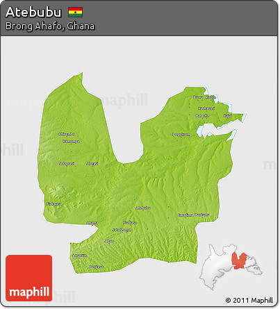 Physical 3D Map of Atebubu, single color outside