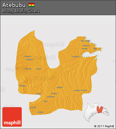 Political 3D Map of Atebubu, cropped outside