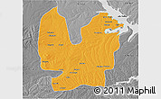 Political 3D Map of Atebubu, desaturated