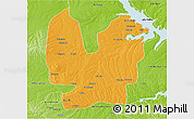 Political 3D Map of Atebubu, physical outside