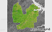 Satellite 3D Map of Atebubu, desaturated