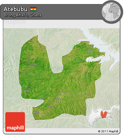 Satellite 3D Map of Atebubu, lighten