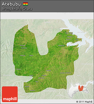 Satellite 3D Map of Atebubu, lighten