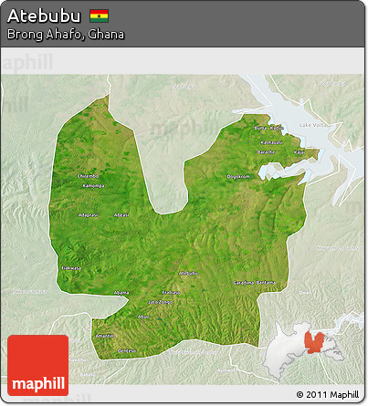 Satellite 3D Map of Atebubu, lighten