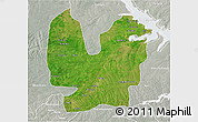 Satellite 3D Map of Atebubu, lighten, semi-desaturated