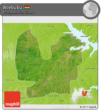Satellite 3D Map of Atebubu, physical outside