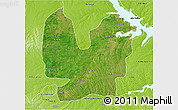 Satellite 3D Map of Atebubu, physical outside