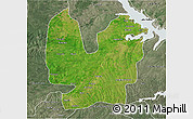 Satellite 3D Map of Atebubu, semi-desaturated