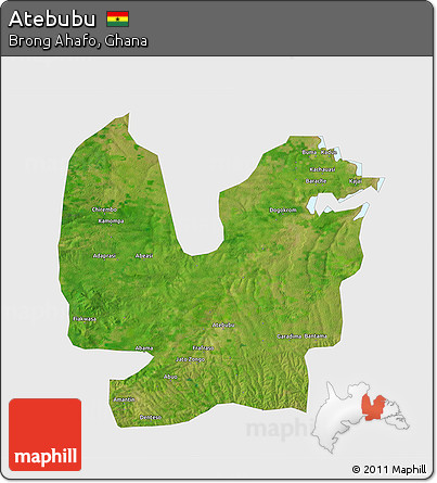 Satellite 3D Map of Atebubu, single color outside