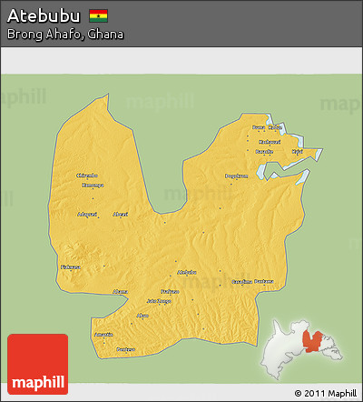 Savanna Style 3D Map of Atebubu, single color outside