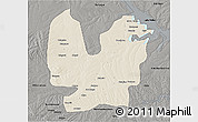 Shaded Relief 3D Map of Atebubu, darken, semi-desaturated