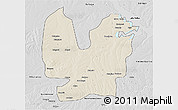 Shaded Relief 3D Map of Atebubu, desaturated