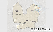 Shaded Relief 3D Map of Atebubu, lighten, semi-desaturated