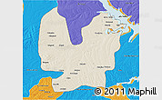 Shaded Relief 3D Map of Atebubu, political outside
