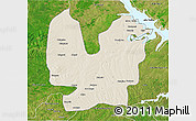 Shaded Relief 3D Map of Atebubu, satellite outside