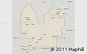 Shaded Relief 3D Map of Atebubu, semi-desaturated