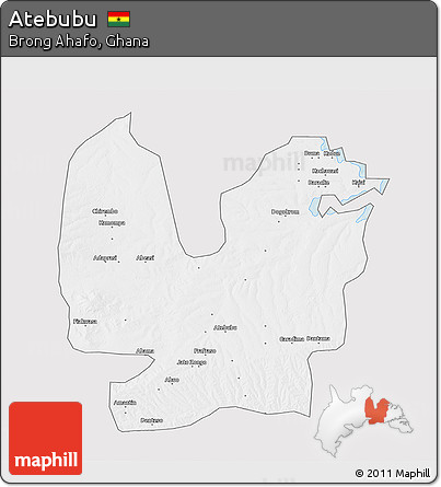 Silver Style 3D Map of Atebubu, single color outside