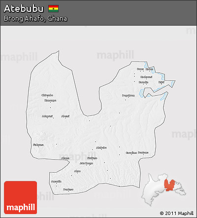 Silver Style 3D Map of Atebubu, single color outside
